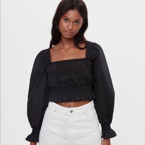Poplin blouse with ruched detail